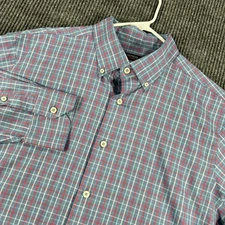 Cremieux Performance Shirt Mens XL Extra Large Blue Plaid Long Sleeve Button