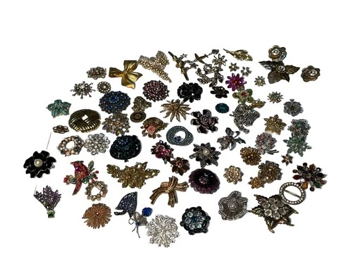 Vintage Designer Costume Jewelry Brooch Lot Coro Weiss Bergman Gold Silver