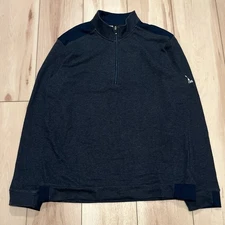 adidas Navy Pullover Quarter Zip Casual Sweater Sz M