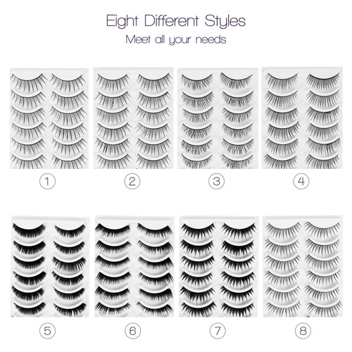 FRCOLOR 80 Pairs Natural Fake Eyelashes Thick Long Eye Lashes for Women Lady - Picture 11 of 12