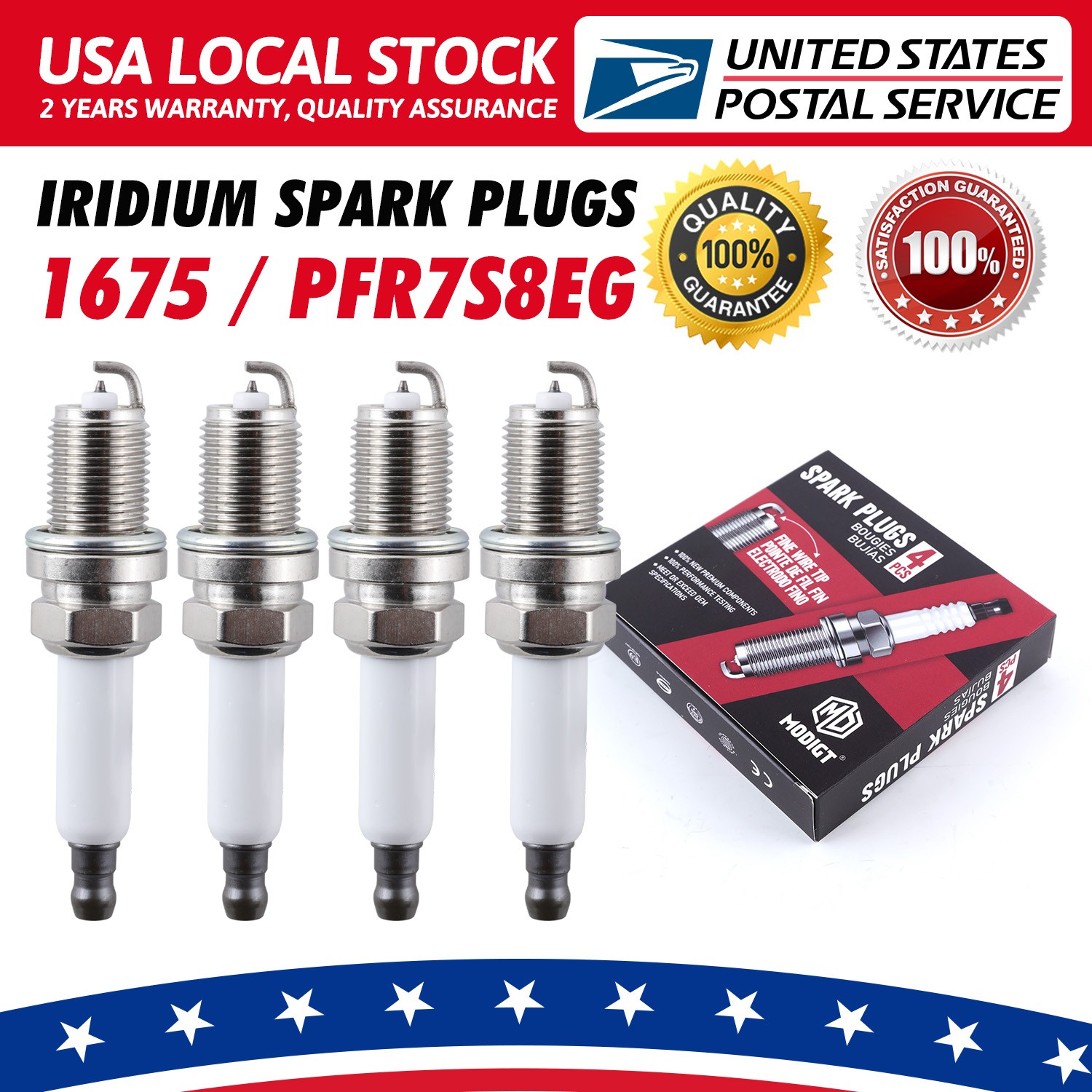 Set of 4 Spark Plugs For NGK 1675 MGT Platinum Premium PFR7S8EG for Audi VW