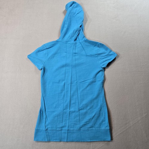 Canyon River Blues Shirt Womens XL Blue Hooded Short Sleeve V-Neck Studded - Picture 8 of 10