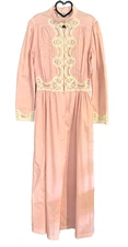 Vtg Lily Of France-Rose Puleo Nightgown Dress Cottagecore Pink Lace Union Tag S