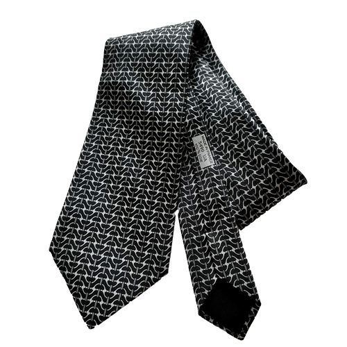 Vintage Hermes Mens Tie Rope Chainlink Navy/Blue/Gray 100% Silk - Picture 2 of 7