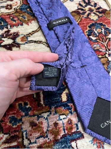 Men’s Canali Jacquard Silk Paisley Luxury Necktie - Picture 6 of 6