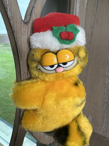 Vintage 1981 Garfield Clip On HuggerSanta Hat Plush Swivel Head Dakin Toy Bell! - Picture 4 of 9