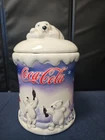 Vintage 2002 Coca-Cola Polar Bear Ceramic Cookie Jar Houston Harvest