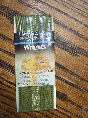 Vintage Wrights Flexi-Spitze Nahtbindung Avocado Grün 3 Yd Nähen - Bild 1 von 2