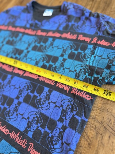 Vintage 90s Walt Disney Studios Mickey Mouse All Over Print Shirt Single Stitch - Picture 5 of 12