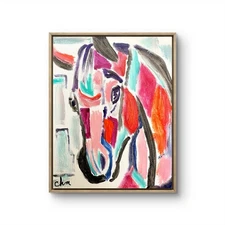 11 X 14 Gentle Horse Expressionism  Abstract FLUORESCENT Handmade Original Art