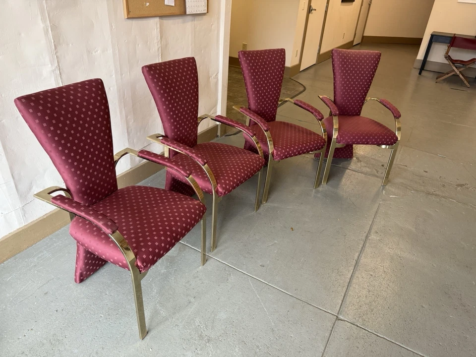 Lote de sillas de comedor modernas Milo Baughman Carsons Hollywood Regency Post de colección Foto 2 de 4