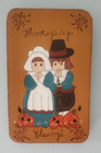 VTG "THANKSGIVING BLESSINGS" WOOD WALL PLAQUE PILGRIMS PUMPKINS READY TO HANG