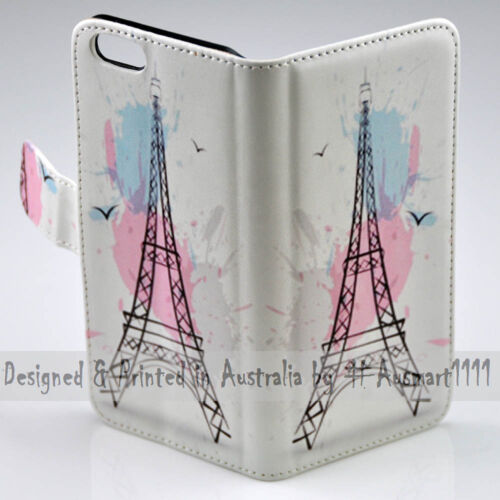 For Sony Xperia Series - Eiffel Tower Theme Print Wallet Mobile Phone Case Cover - Picture 3 of 3