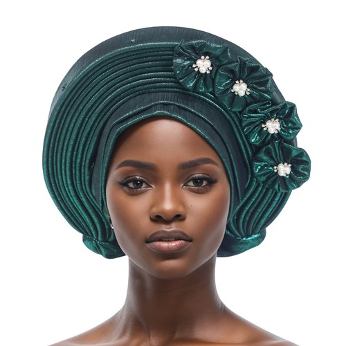 Aso Oke afrikanische Kopfbinde Auto Gele nigerianische Damen Hijab Kappe Kopfbedeckung Hochzeit Hut - Bild 33 von 34