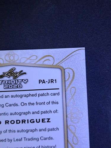 2020 Leaf Trinity JULIO RODRIGUEZ RPA Sapphire Jumbo Patch Auto RC #16/75 Rookie - Picture 9 of 11