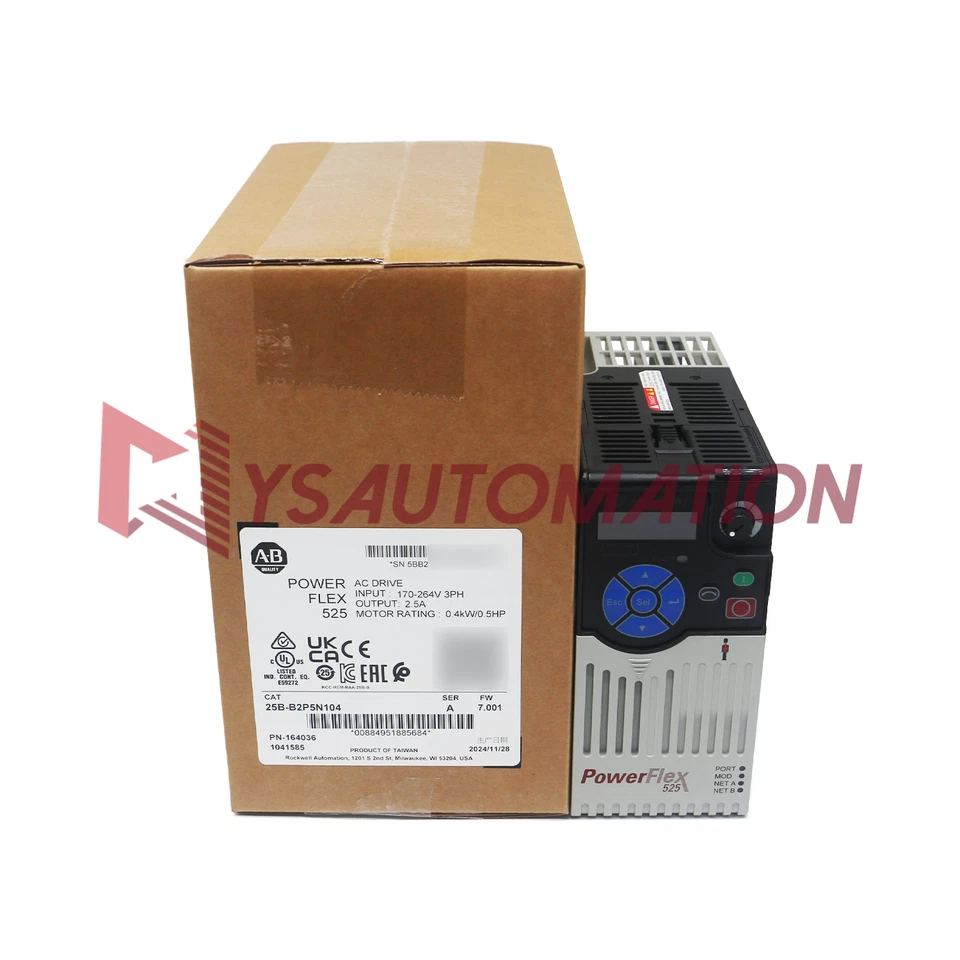 2024 New Sealed 25B-B2P5N104 Allen-Bradley PowerFlex 525 AC Drive 0.4kW 0.5Hp US - Image 3 of 4