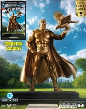 SDCC 2024 McFarlane Toys DC Gold Superman Centennial Park Tribute Statue & Pin