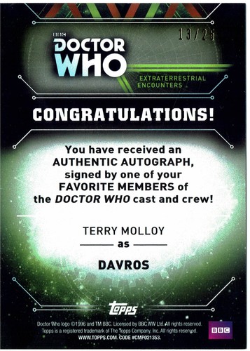 Doctor Who Extraterrestrial Encounters BLUE Auto Terry Molloy as Davros #13/25 - Picture 2 of 2