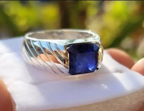 Natural Ruby Rings Engagement Rings Blue Sapphire Sterling Silver 925 Rings - Picture 5 of 6