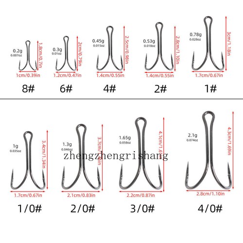 50pc Stainless Steel Double Strong Fishing Hook Saltwater Frog Toad Hooks 8#-4/0 - Picture 24 of 33