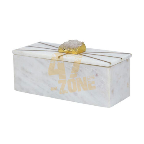 Marmor 3x7,5x3" Weiß Marmor Box Indoor Outdoor Home Decor Tischplatte Dekoration - Bild 1 von 23