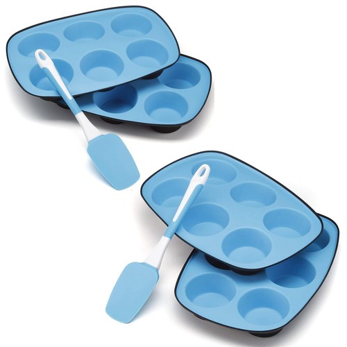Silicone Muffin Tray Moulds Non Stick Cupcake Yorkshire Pudding Bakeware Baking - Picture 22 of 62