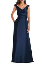 NEW ALFRED SUNG Off the Shoulder Satin GOWN Size 10 $239 MIDNIGHT NORDSTROM