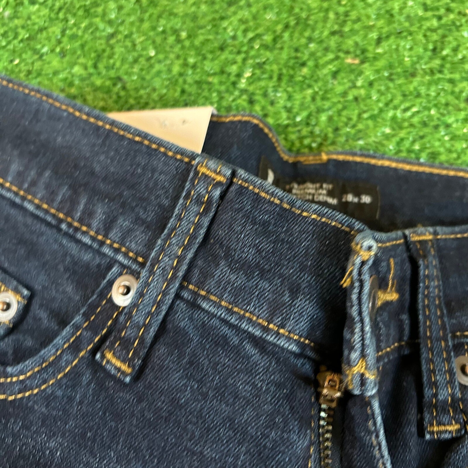 Members Mark Jeans Straight Leg Dark Wash Denim Pants Stretch Blue Mens 28x30"