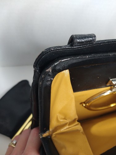 Vintage Lou Taylor Kunstleder Handtasche Pop Up Drehspiegel ITALIEN 60er 70er Retro Lesen - Bild 15 von 24