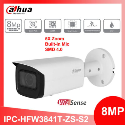 Dahua IPC-HFW3841T-ZS-S2 8MP 5x Zoom Varifocal Bullet IP Camera IR 60M IVS PoE