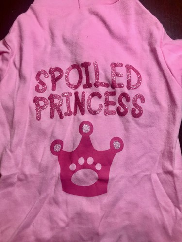 Pink Spoiled Princess Hoodie T-Shirt Dogs Glitter Tee Size LARGE NEW - Picture 5 of 6