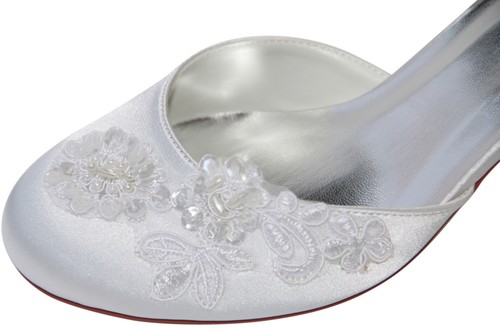 HBH Satin Brautschuhe,Stickerei Perlen,ausgepolstert,Lederriemchen,Weiß/Ivory - Bild 9 von 17