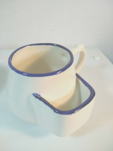 TEA MUGS Restaurant Ware bag pouch marked T thumb knob set of 2 white blue - Picture 4 of 6