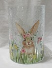 Yankee Candle Clear Crackle Large Jar Holder J/H Easter BUNNY WITH GLASSES