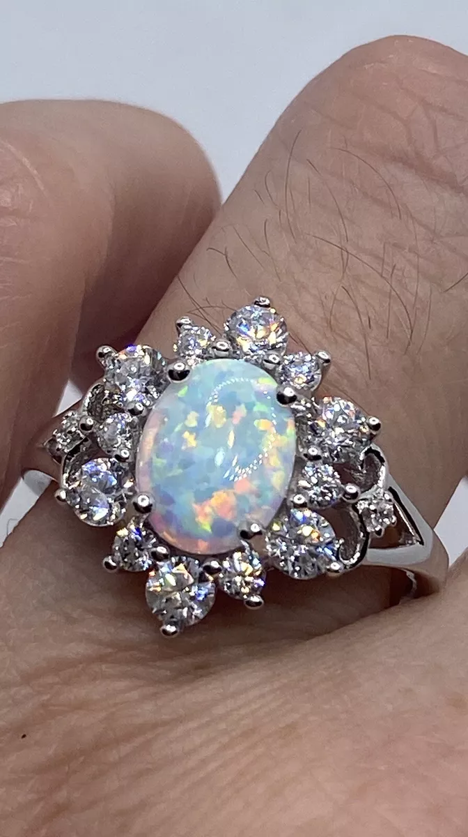 Vintage White Fire Opal Ring 925 Sterling Silver Size 7 | eBay