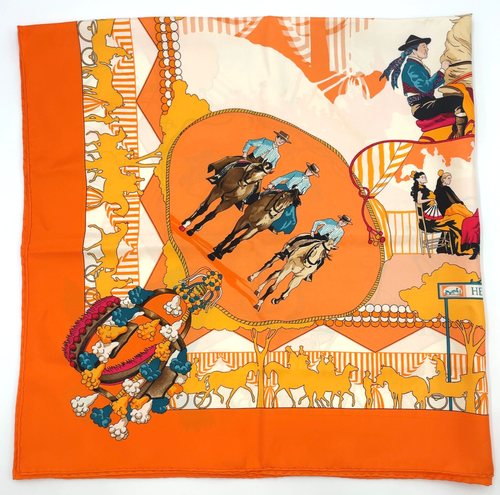Auth Hermes Carré 90 FERIA DE SEVILLA Silk Scarf W/Box SK040328 - Picture 9 of 19