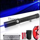 Adjustable Focus Blue Laser Pointers Visible Beam w/Charger&Batteries&a mp;Box