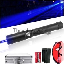Adjustable Focus Blue Laser Pointers Visible Beam w/Charger Batteries Box