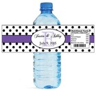 100 Polka Dot Purple stripe Wedding Anniversary Party Water Bottle Labels