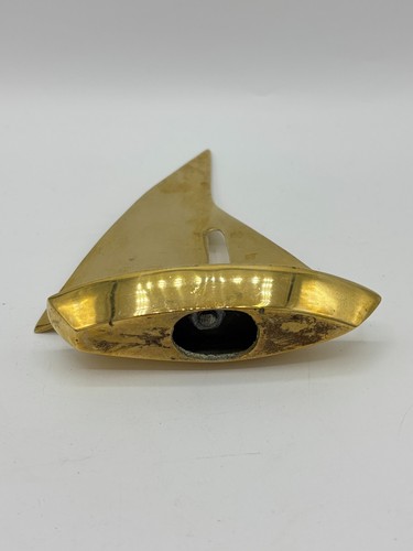 Adorno de velero náutico de latón pequeño de mediados de siglo de colección (8,5 pulgadas) - Imagen 5 de 12
