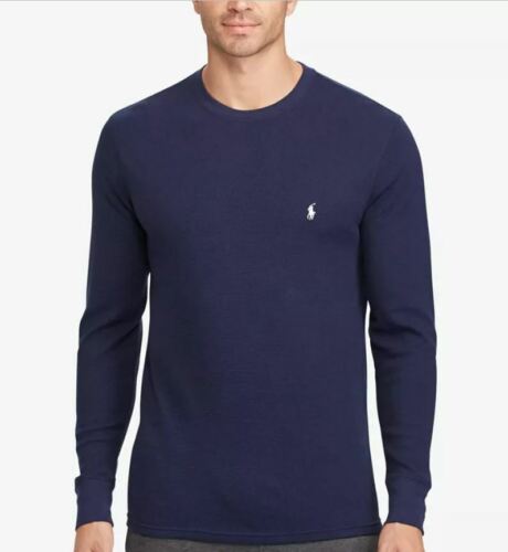 Polo Ralph Lauren para Hombre Camisa Gofres Tejido Mangas Largas Térmica Marina Talla 2XL - Imagen 2 de 2