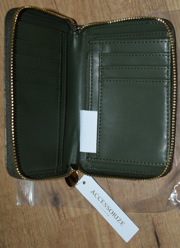 Monsoon Accessorize Medium zip purse wallet green animal alligator print khaki - Picture 6 of 6