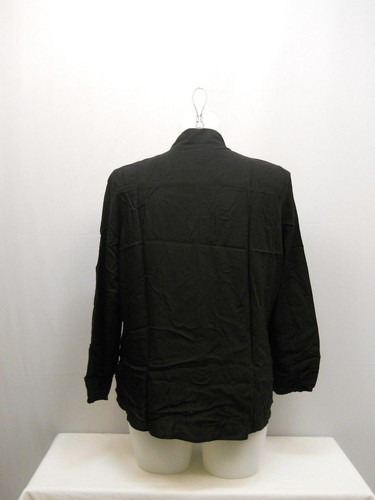 Concepts Ladies Button Down Shirt Tie Neck Long Sleeve Black Plus Size 1X - Picture 7 of 7