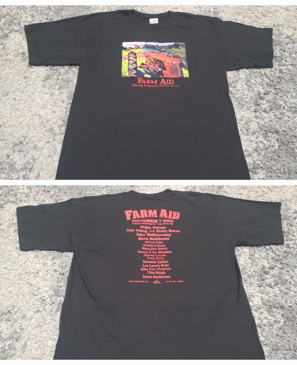Neil Young Willie Norah 他 FARM AID 25シャツ NWOT Vtg 2003 Farm Aid Shirt Tour Band Rock Willie Nelson