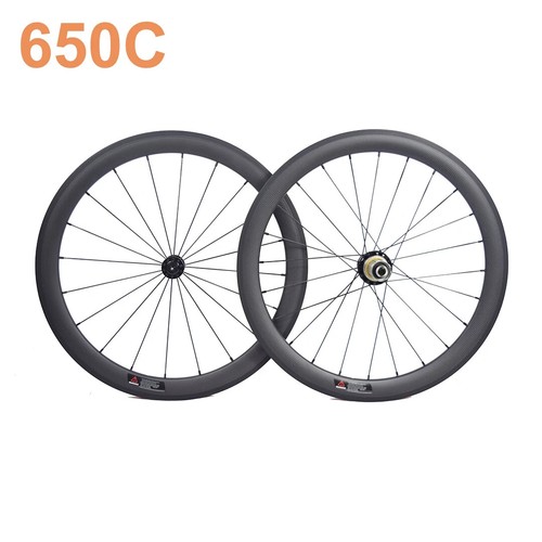 650C Carbon Road Bike Wheels 50mm Clincher Tubular Rim Brake Child Bike Wheels - Picture 2 of 6