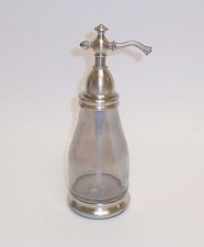 NEW GRAY CLEAR GLASS SILVER TONE VINTAGE STYLE SOAP BATHROOM,KITCHEN DISPENSER