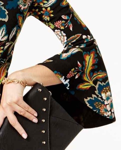 NWT Sz S & L Anna Sui Loves INC Petite Floral-Print Sheath Bell sleeves Dress - Picture 5 of 11