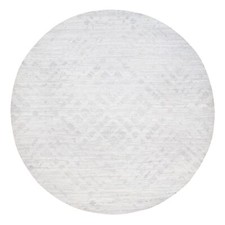 11'10" x 11'10" Modern Undyed Natural Wool Hand Knotted Ivory Round Rug R62932
