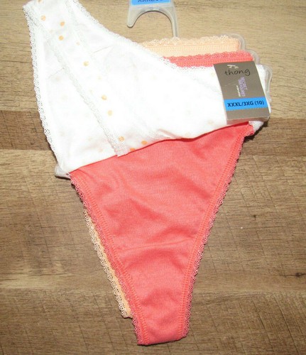 Secret Treasures Cotton Blend Thong Panties Polka Dot & Solids 3 Pair Size 10 - Picture 5 of 6