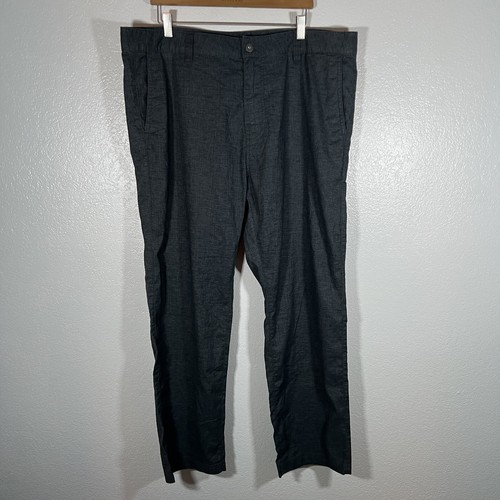 Prana Furrow Pants Mens 40x29.5 Gray Blue Hemp Blend Lightweight Straight Leg - Picture 2 of 8